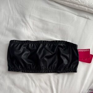 Commando Black Faux Leather Bandeau Top